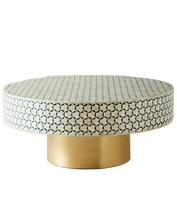 Table basse à incrustation d'os de luxe, faite à la main, avec incrustation d'os et de nacre, taille et design personnalisés