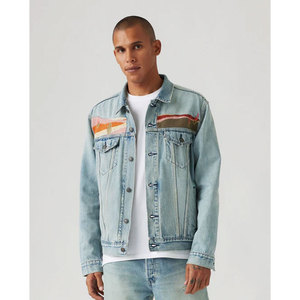 OEM Fashion Button <b>Light</b> Washed Denim <b>Jacket</b> Customized Different Sizes Casual Spring Outwear Denim <b>Jackets</b> - Product Image 2