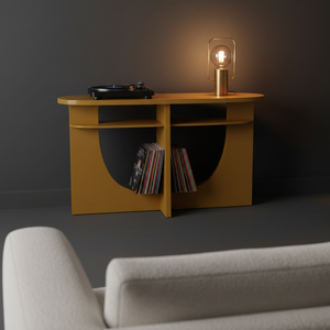 Table console, table d'appoint avec plateau en bois d'hévéa durable, placage chêne MDF, table basse au design moderne, couleur jaune - Product Image 4