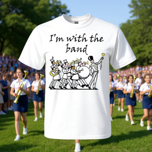 T-shirt I'm With The Band Marching Band per adulti, unisex, girocollo, manica corta, stampa serigrafica, per il ritorno a scuola, per la laurea - Product Image 3