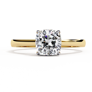 Bague en or massif 14 carats avec diamant de laboratoire taille coussin 1 carat, pavé classique, halo caché, pour fiançailles, mariage, anniversaire - Product Image 1