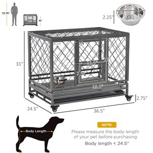 Heavy Duty 365 in metallo canile con ruote vassoio ciotola cibo nero piccolo animale gabbia per cani gatti altri animali domestici - Product Image 3