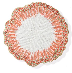 Needlework Premium Beaded Embroidery Cotton Dining Placemats Elegant Seed Beads Floral Embroidery <b>Table</b> <b>Mats</b> - Product Image 2