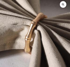 Anneau de serviette en bambou doré, design moderne en laiton, 4,5 cm, vaisselle durable, décoration de table - Product Image 1