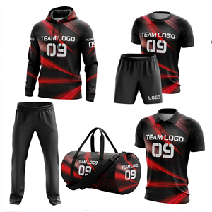 Maillots de football 100% polyester, vêtements de sport pour enfants, vêtements de sport de haute qualité, vêtements de sport noirs pour adultes, taille personnalisée - Product Image 1