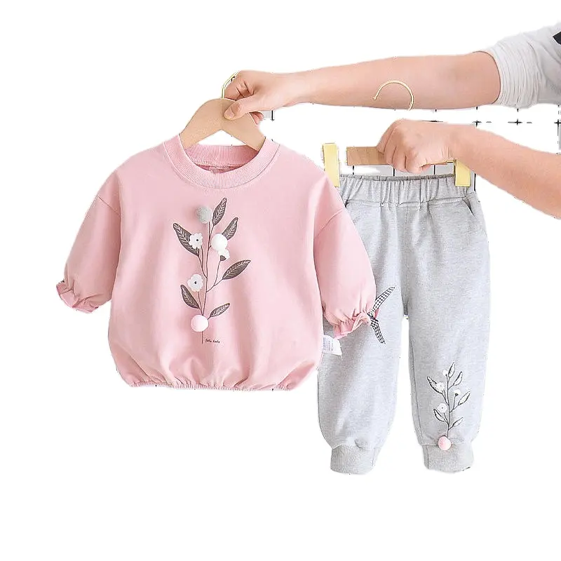 Sudadera y pantalones con logotipo personalizado para niños, de 2 piezas trajes de algodón, OEM Premium, Otoño, 2022