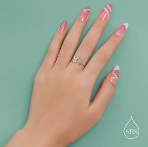 Anillo Abierto Súper Lindo de Conejo y Zanahoria en Plata de Ley Chapado en Oro de 14K, Anillo de Boda Ajustable - Product Image 4