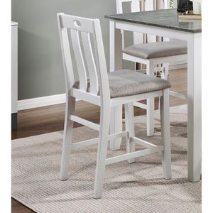 Set da Pranzo Casual Grigio Anticato e Bianco, 5 Pezzi, Altezza Bancone, con 4 Sedie Imbottite in Tessuto e Tavolo - Product Image 2