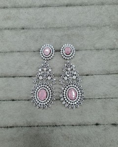 Boucles d'oreilles pendantes longues de luxe en pierres précieuses ovales et diamants américains, pour réception nuptiale, mode, soirée, pour femmes - Product Image 4