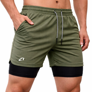 Pantalones Cortos Deportivos 2 en 1 para Hombre, con Forro de Compresión, Bolsillo para Teléfono, Cintura con Cordón, Fabricación Personalizada - Product Image 4