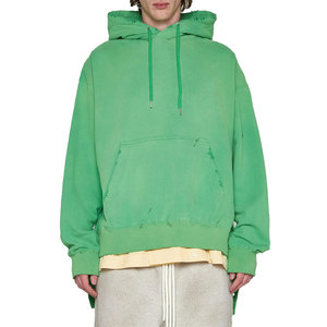Sweat à capuche pour homme, effet usé, coupe oversize, en mélange de coton épais, fournisseur en gros OEM ODM - Product Image 1