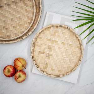 Best Seller Handmade Bamboo <b>Basket</b> With Rattan for Dry Goods Vegetable Food <b>Storage</b> Vermicelli <b>Basket</b> - Product Image 2