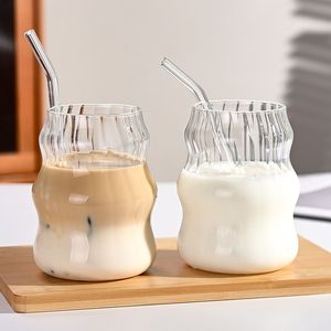 19 Ounce Striped Cloud Glass Straw <b>Cup</b> <b>Set</b> 6 Pcs Office Drinkware for Coffee Tea Juice Water Cold Drinks - Product Image 6