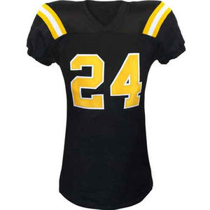 Custom American Football Jersey Set Black Yellow 24 Number Short Sleeve V-<b>Neck</b> <b>Padded</b> Pants Men Adults Athletic Uniform - Product Image 2