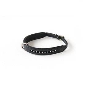 Saman exporta collar de perro acolchado de cuero de vaca de la mejor calidad cadena de cristal remache decoración proveedor superior para fabricantes mayoristas - Product Image 1
