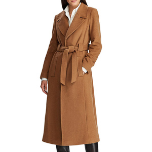 Manteau long en laine pour femme, coupe ajustée, double boutonnage, col à revers, camel et noir, style marin, manteau d'hiver tendance - Product Image 4