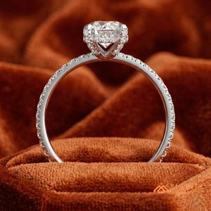 Anillo de Plata de Ley 925 con Moissanita Tallada, Joyería de Lujo Elegante para Novia, Boda, Promesa, Compromiso, Regalo para Mujer, Diseño Clásico - Product Image 3