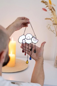 Cloud Shape <b>Rainbow</b> Drop Sun Catcher Hanging Decor For Window Bedroom Nursery Colorful Artistic Home Accent Piece From India - Product Image 3
