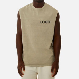 Gilet à capuche avec logo imprimé personnalisé hommes Gym entraînement Fitness Street Wear sans manches 100% coton t-shirt côtelé débardeur hommes - Product Image 1