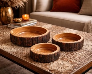 Tazón de madera de mango natural hecho a mano para servir comida, a la venta para el hogar, la cocina y la mesa, vajilla ecológica. - Product Image 5