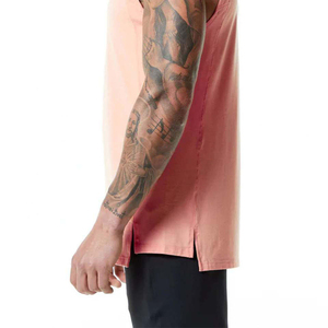 Débardeur de sport OEM personnalisé, T-shirt sans manches découpé, impression sur maillot de corps, maillot de corps pour hommes en Spandex/Coton avec design frontal - Product Image 3
