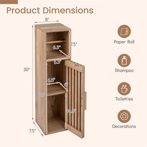 Mobiletto porta carta igienica sottile da 8 pollici con ripiano regolabile, contenitore per bagno per piccoli spazi - Product Image 4