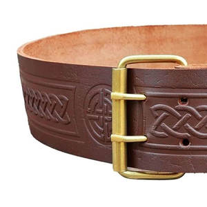 Cinturón celta marrón con nudo celta grabado, patrón de tejido, tartán de los Highlanders, cinturones irlandeses de clan, venta al por mayor 2026 - Product Image 3