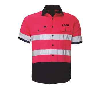 Visibility Reflective Work Shirt Men Polyester Short Sleeve Safety Uniform with Logo and <b>Silver</b> Stripes Yellow Blue Orange Gree - Product Image 3
