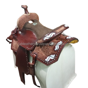 Sillín de caballo de placer occidental de cuero genuino hecho a mano más vendido de alta calidad para montar carreras y ganadería - Product Image 3