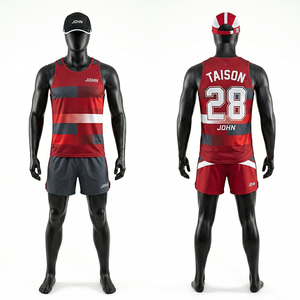 Uniforme de Running para Hombre, 150 GSM, Transpirable, Poliéster, Diseño de Paneles Sublimados, Logotipo Personalizado por Transferencia de Calor - Product Image 1