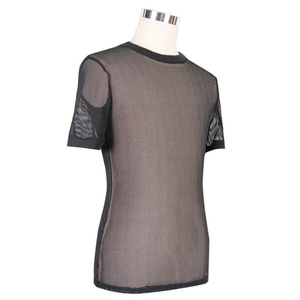 Camiseta de malla estilo americano para primavera/verano, 100% algodón, cuello en V, manga corta, negra, formal, para hombre, servicio OEM - Product Image 5