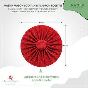 <b>Red</b> Masonic Rosette Crafted from Pleated <b>Ribbon</b> with a Matching <b>Red</b> Button - Product Image 3