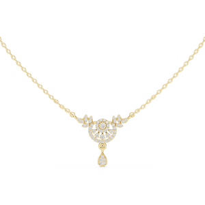 Collier pendentif halo floral en or jaune 10K plaqué rhodium avec diamants taille brillant, bijoux tendance pour mariée et femme - Product Image 1