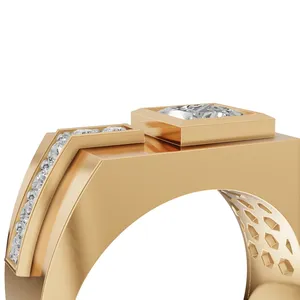 Anillo de Diamantes para Hombre Ascent Edge Square, Corte Redondo y Princesa, 7 Piedras, Anillo de Diamantes Creados en Laboratorio - Product Image 5