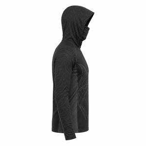 Sudadera con Capucha de Pesca para Hombre Harrar, Negra, con Estampado por Sublimación, Transpirable, de Secado Rápido, Manga Larga, UPF 50, Protección Anti-UV, Diseño Marlin - Product Image 3