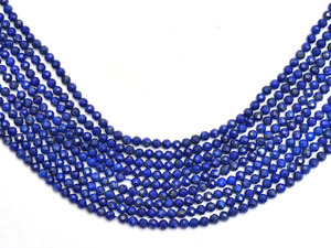 Cuentas redondas microfacetadas de lapislázuli AAA+ de 3mm-4mm, cuentas de piedras semipreciosas de lapislázuli azul natural para la fabricación de joyería. - Product Image 3