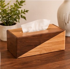 Boîte à mouchoirs rectangulaire moderne en bois, porte-serviettes, distributeur coulissant, support de menu pour salle de bain, cuisine, bureau - Product Image 1