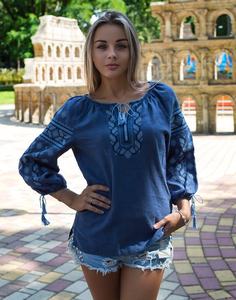 Top Vintage de algodón satinado blanco para mujer, talla XS, estilo informal suelto, bordado con motivos tradicionales ucranianos, borla, estampado en la espalda para - Product Image 2