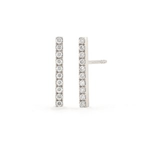 Boucles d'oreilles clous en or massif 14 carats avec diamant, barre verticale, vente en gros directe usine, bijoux minimalistes à lignes géométriques, conception personnalisée - Product Image 3
