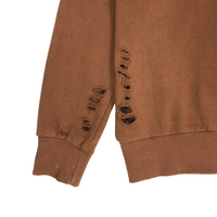 Suéter de Punto Rasgado para Hombre, Color Sólido, Manga Larga, Cuello Redondo, Invierno, Logotipo Frontal, Poliéster/Algodón, Ligeramente Elástico