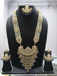 Indian Stylish Layered Pearl Rani Haar Long Kundan Necklace Jewellery Set Wedding Engagement Party Gift Antique Gold Plated - Product Image 2