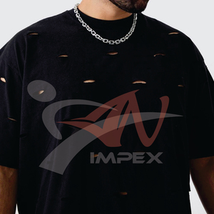 Camiseta holgada para hombre con efecto desgastado, nueva llegada, a la moda, con hombros caídos, estilo vintage, 100% algodón, camiseta para hombre con efecto desgastado. - Product Image 5