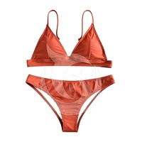 Bikini de Dos Piezas Sexy y Erótico para Mujer, Estampado Sólido, Triangular, Ecológico, Antibacterial, de Secado Rápido