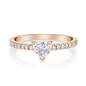 Anillo de compromiso de plata de ley 925 con diamante cultivado en laboratorio en forma de corazón y banda de boda de eternidad de oro blanco puro de 14K al por mayor - Product Image 3