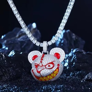 Colgante de Ratón de Dibujos Animados con Cristal de Estrás y Moissanita + Plata 925, Amuleto Hip Hop, Joyería de Moda Unisex - Product Image 1