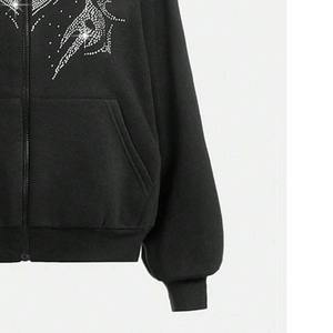 Fabricant de vêtements OEM, sweats à capuche avec strass, logo personnalisé, sweats à capuche zippés avec strass pour hommes - Product Image 6