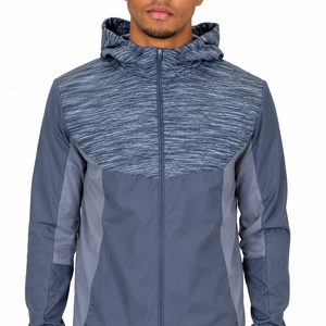 Custom Men’s Grey Lightweight Windbreaker Tracksuit Full <b>Zip</b> <b>Hooded</b> Running Jacket and Tapered Track Pants Private Label Perform - Product Image 5