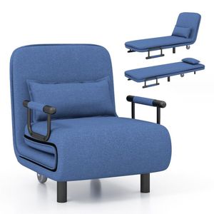 Sofá Cama Convertible 3 en 1 con Respaldo Ajustable en 5 Posiciones, Almohada Lumbar, Sofá Plegable Relleno de Esponja para Apartamentos - Product Image 1