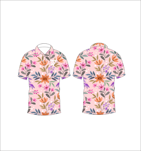 Polo personnalisé à imprimé floral rose, manches courtes, respirant, décontracté, uniforme de golf, t-shirt pour homme - Product Image 3