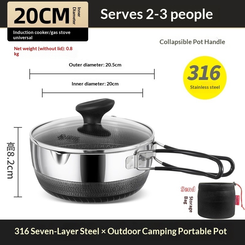18cm wok with lid [foldable handle] suitable for 1-2 people